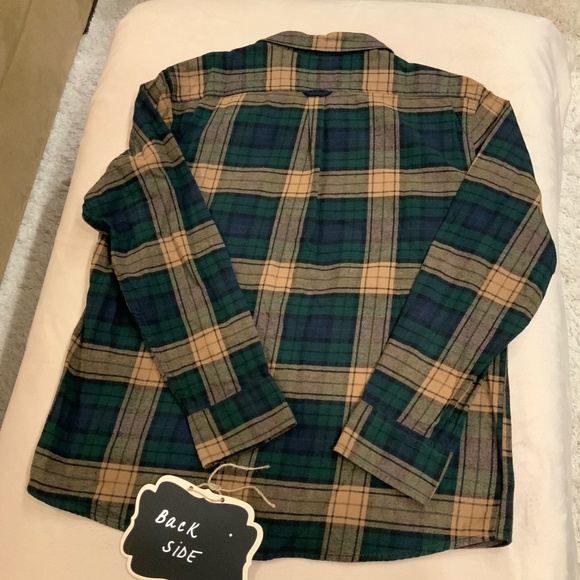 Vintage Eddie Bauer Green Tan XL Plaid Flannel Outdoor Costal Grandpa Alpine - Picture 7 of 7